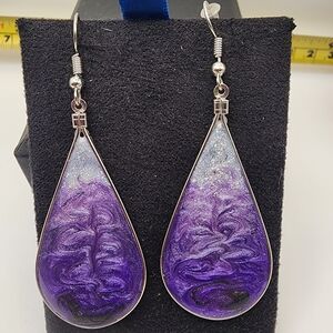 Hand Crafted Purple Swirl Teardrop Earrings